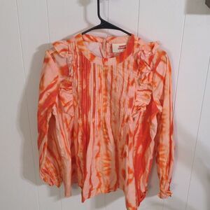 Samant Chauhan Emilia Orange Tie Dye Long Sleeve Blouse Women's S